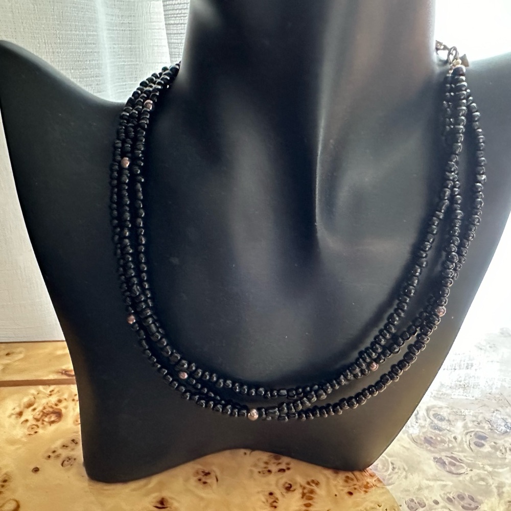 Silpada Multi-strand Sterling Silver and Black Onyx Beaded Necklace